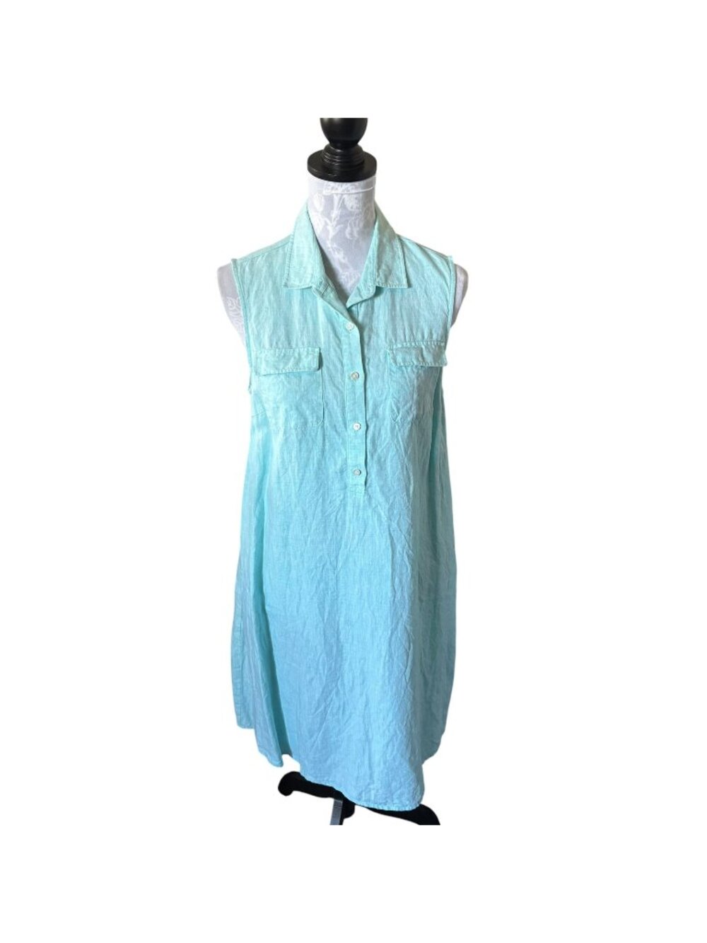 J McLaughlin Aberdeen Linen Dress Sleeveless Womens Blue Size Medium